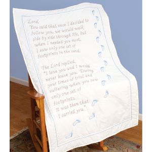 Jack Dempsey Stamped White Lap Quilt Top 40X60-Footprints (Pack of 1)