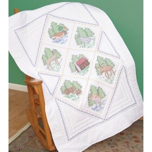 Jack Dempsey Stamped White Lap Quilt Top 40X60-Great Outdoors (Pack of 1)