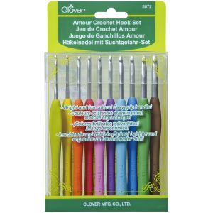 Clover Amour Crochet Hooks 10/Pkg-Sizes B To J (Pack of 1)