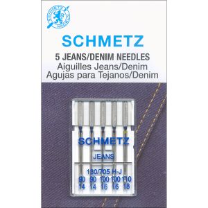Schmetz Jean Machine Needles-Sizes 14/90 (2), 16/100 (2) 18/110 (1) (Pack of 10)