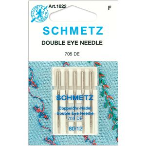 Schmetz Double Eye Machine Needles-Size 12/80 5/Pkg (Pack of 10)