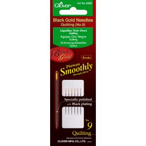 Clover Black Gold Quilting Needles-Size 9 6/Pkg (Pack of 3)