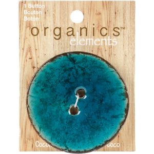 Blumenthal Organic Elements-Coconut Buttons 2-1/2 1/Pkg-Turquoise (Pack of 3)