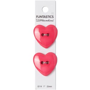 Slimline Buttons Series Funtastics -Fuchsia Heart 2-Hole 1 2/Pkg (Pack of 6)