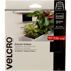 VELCRO(R) Brand Extreme Outdoor Strips 4X6 3/Pkg-Black (Pack OF 1)