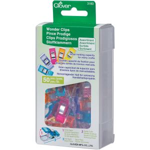 Clover Wonder Clips-Assorted Colors 50/Pkg (Pack of 1)