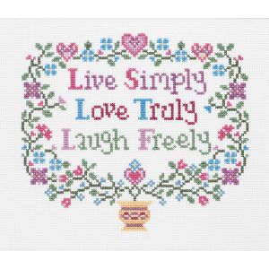 Janlynn Counted Cross Stitch Kit 8X7-Live, Laugh, Love (14 Count) (Pack of 1)
