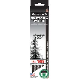 General\'s Sketch & Wash Water-soluble Pencils 12/Pkg-Gray (Pack of 1)