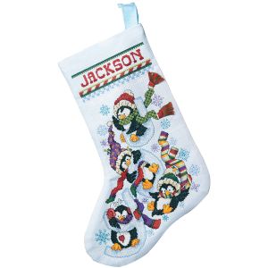 Janlynn Stocking Counted Cross Stitch Kit 18 Long-Penguin Joy (14 Count) (Pack of 1)