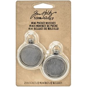 Idea-Ology Metal Mini Pocket Watch Frames 1 2/Pkg-Antique Nickel (Pack of 2)