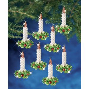 Holiday Beaded Ornament Kit-Candle Wreath Makes 12 (Pack of 1)