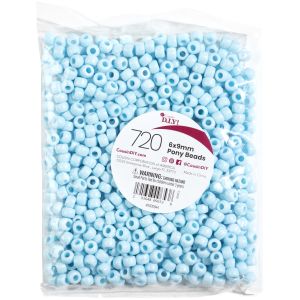 Pony Beads 6mmx9mm 720/Pkg-Opaque Ligth Blue (Pack of 3)