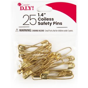 Coiless Safety Pins-Gold (Pack of 6)
