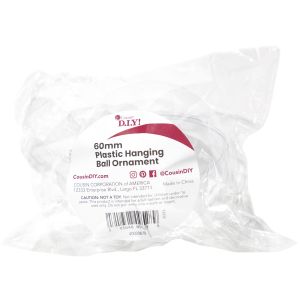 Plastic Hanging Ball Ornament 60mm-Clear (Pack of 6)