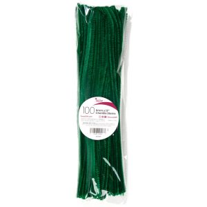 Chenille Stems 6mmx12 100/Pkg-Kelly Green (Pack of 3)