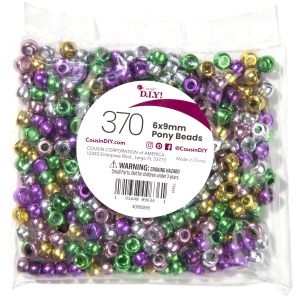 Pony Beads 6mmx9mm 370/Pkg-Metallic Multicolor (Pack of 3)