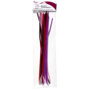 Chenille Stems 3mmx12 25/Pkg-Multi-Colored (Pack of 6)