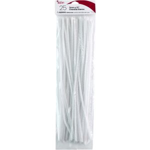 Chenille Stems 3mmx12 25/Pkg-White (Pack of 6)