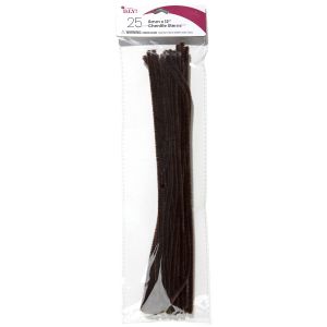 Chenille Stems 6mmx12 25/Pkg-Brown (Pack of 6)