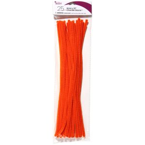 Chenille Stems 6mmx12 25/Pkg-Orange (Pack of 6)