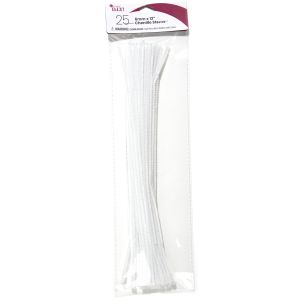 Chenille Stems 6mmx12 25/Pkg-White (Pack of 6)