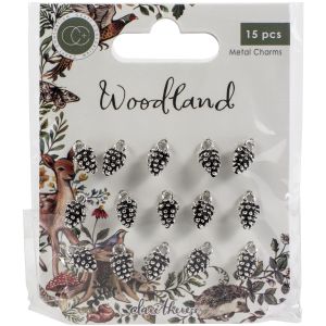 Craft Consortium Woodland Metal Charms 15/Pkg-Silver Pine Comb (Pack of 5)