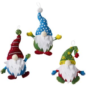 Bucilla Felt Ornaments Applique Kit Set Of 6-Christmas Gnomes (Pack of 1)