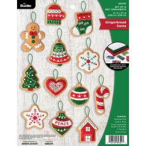 Bucilla Felt Ornaments Applique Kit Set Of 12-Gingerbread Santa (Pack of 1)