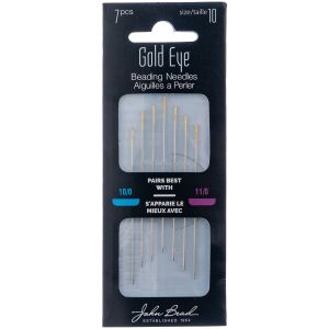 John Bead Beading Gold Eye Needle Size 10 7/Pkg- (Pack of 5)