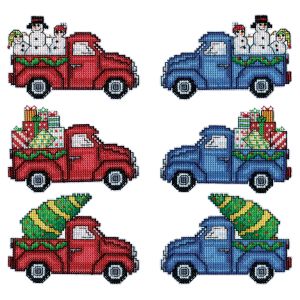Design Works Plastic Canvas Ornament Kit 3x4 Set of 6-Holiday Pickups ,14 Ct.