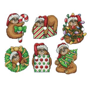 Design Works Plastic Canvas Ornament Kit 3x4 Set of 6-Sloth (14 count)
