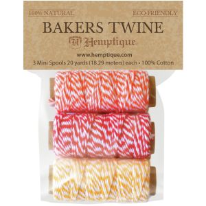 Hemptique Cotton Baker\'s Twine Mini Spools 2-Ply 3/Pkg-Sunset Island (Pack of 3)
