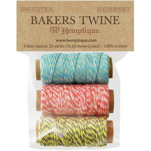 Hemptique Cotton Baker\'s Twine Mini Spools 2-Ply 3/Pkg-Hula Hoop (Pack of 3)
