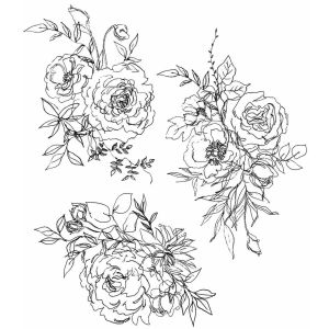 Tim Holtz Cling Stamps 7X8.5-Floral Outlines (Pack OF 1)