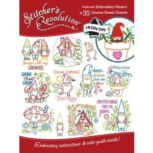Stitcher s Revolution Iron ON Transfers Gnome Sweet Gnome (Pack OF 6)