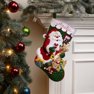 Bucilla Felt Stocking Applique Kit 18 Long-Santa And Friends (Pack of 1)