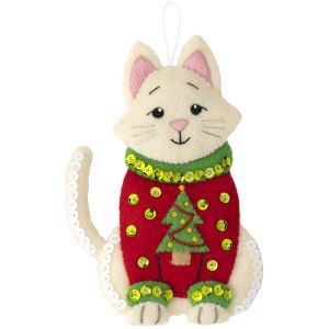 Bucilla Felt Ornaments Applique Kit Set Of 6-Cats In Ugly Sweaters (Pack of 1)