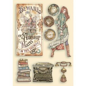 Stamperia Wooden Shapes A5-Typwriter, Lady Vagabond Lifestyle (Pack OF 2)