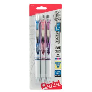 Pentel EnerGel Pearl Retractable Liquid Gel Pen 0.7mm 3/Pkg-Assorted Colors