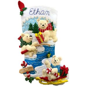 Bucilla Felt Stocking Applique Kit 18 Long-Polar Bear Buddies (Pack of 1)