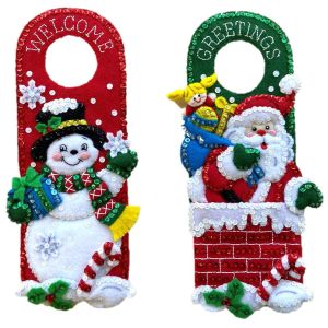 Bucilla Felt Door Hanger Applique Kit Set Of 2-Holiday (Pack of 1)