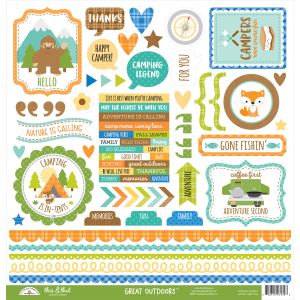 Doodlebug This & That Cardstock Stickers 12X12-Great Outdoors (Pack OF 3)