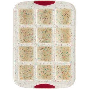 Trudeau Brownie Pan-White Confetti/Fuchsia, 12 Cavity (Pack of 1)