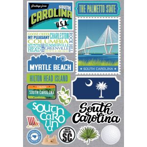 Reminisce Jet Setters 3.0 State Dimensional Stickers-South Carolina (Pack of 3)