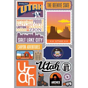 Reminisce Jet Setters 3.0 State Dimensional Stickers-Utah (Pack of 3)