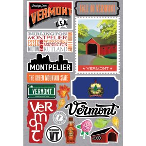 Reminisce Jet Setters 3.0 State Dimensional Stickers-Vermont (Pack of 3)