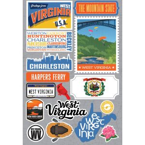 Reminisce Jet Setters 3.0 State Dimensional Stickers-West Virginia (Pack of 3)
