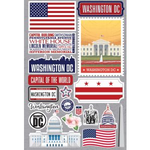 Reminisce Jet Setters 3.0 State Dimensional Stickers-Washington, DC (Pack of 3)