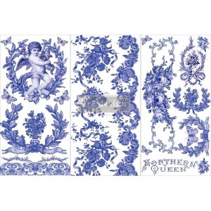 Prima Marketing Re-Design Decor Transfers 6X12 3/Sheets-French Bue (Pack of 3)