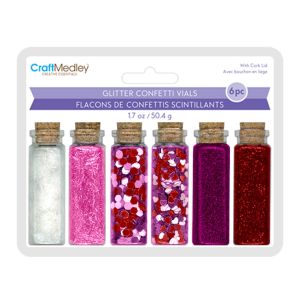 CraftMedley Glitter Confetti Vials 50g 6/Pkg-Rouge (Pack of 6)